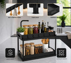 2 Pack Under Sink Organizer, Pull-Out Cabinet Storage Organizers for Bathroom & Kitchen, Multi-Purpose Under Counter Shelf Rack for Cleaning Supplies, Bottles & Toiletries, Cabinet Organizer-Black - Image 6