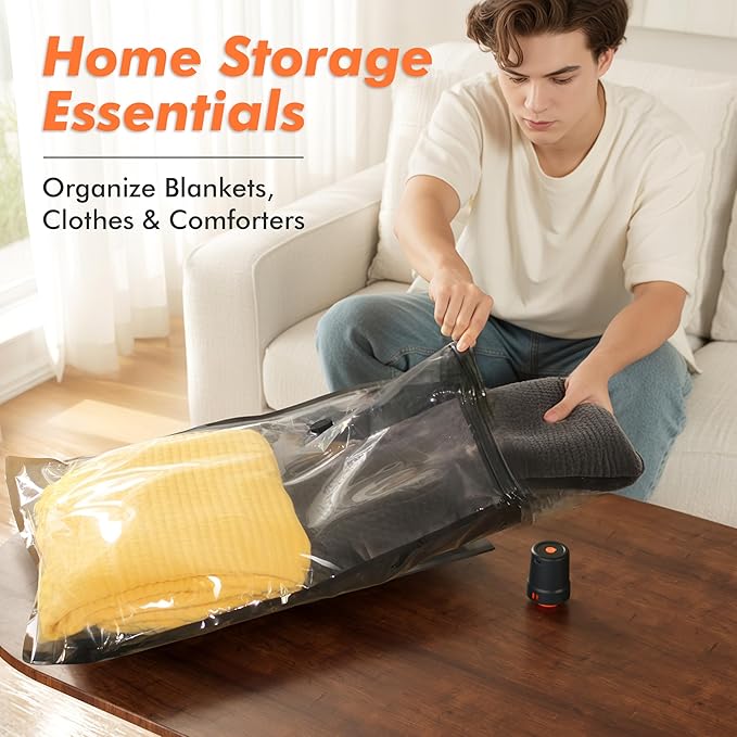 GONGSHI Vacuum Seal Bags for Clothing Travel & Home Storage, Travel Vacuum Bags with Pump,Space Saver for Blankets, Comforters, Pillows, Clothes,18 Combo - Image 6