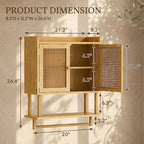 AmazerBath Bathroom Wall Cabinets, Bamboo Medicine Cabinet with Rattan Door, Large Over The Toilet Storage Cabinet with Towel Bar, Wall Mounted Cabinet with Adjustable Shelves for Small Spaces - Image 2