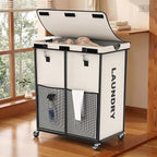 Laundry Hamper with Wheels and Lid, 225L Large Rolling Laundry Basket White by OLLDIDE