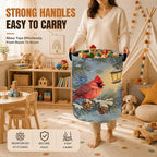 Cardinal Bird Laundry Basket, Oxford Cloth Foldable Hamper with Handles,Winter Pine Tree Portable Clothes Storage Bucket and Laundry Bag for Bathroom Laundry Room Bedroom Dorm - Image 4