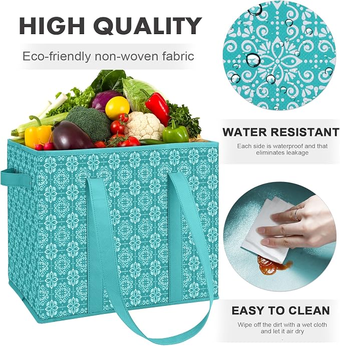 Reusable Grocery Bags 6 Pack, Foldable & Water Resistant Shopping Bags - Image 2
