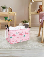 Rectangular Collapsible Laundry Basket with Side Handles, Pink Flamingo - Image 7