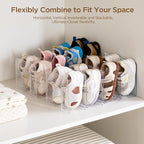 HBlife Clear Acrylic Kids Shoe Rack for Closet Organizers and Storage, Small Shoe Rack 4 Sections Toddler Baby Shoe Storage Organizer Stackable Shoe Shelf,Desk File Sorter Book Purse Organizer(3 Pack) - Image 4