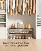SONGMICS Shoe Rack, 2-Tier Shoe Organizer, Metal Storage Shelf | for Entryway, Upright or Upside Down, for 12-15 Pairs, Stackable, 11.8 x 36.2 x 14 Inches, Black ULSA12BK - Image 8