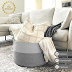 INDRESSME XXXLarge Woven Rope Blanket Basket Living Room Grey, 90L - Image 7