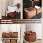 BROWNLILY Handwoven Clothes Basket Laundry Hampers Large Wicker Storage Baskets for Shelves Blankets Closet Storage Bins Car Bedroom Bathroom Organizers and Storage Bath (8, Brown) - Image 7