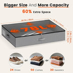 XXXL 78L Under Bed Storage, Storage Containers with Support & Clear Lid, Support Frame, Underbed Storage Bins for Clothes, Shoes, Blankets, and Toys 2 pack - Image 2