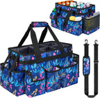 Cleaning Organizer, Large Caddy Bag for Supplies, Housekeeper's Bag with Handle (Blue Leaf) by ZIOZERTT