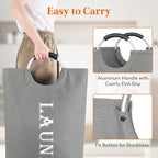 Lifewit 2 Pack 120L Laundry Basket with Aluminum Handles, Silver Grey - Image 3