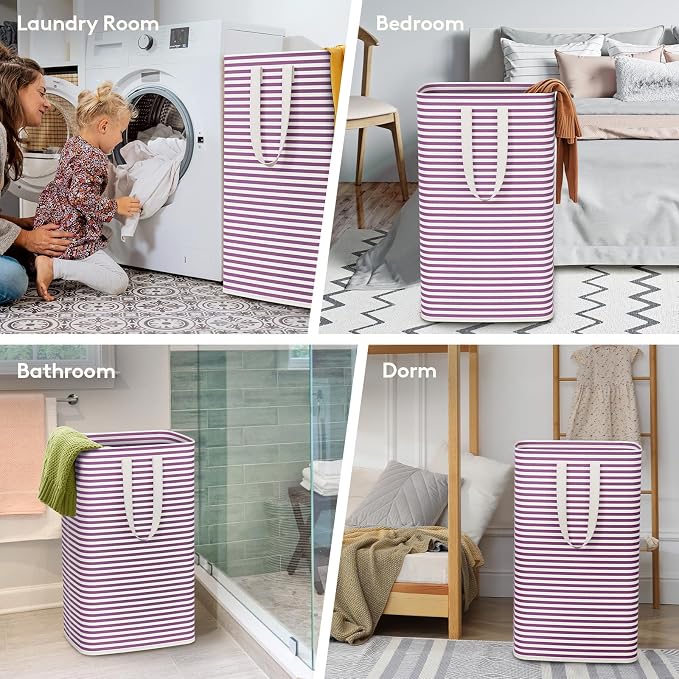 Lifewit 80L Large Laundry Baskets, 2 Pack, Reinforced Handles, Purple - Image 6