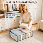 StorageRight Under Bed Storage Bags, 3 Pack, 40L, White | Breathable Non-Woven Fabric with a Clear Window and Zippered Top for Clothes, Comforters, Blankets and Seasonal Storage - Image 8