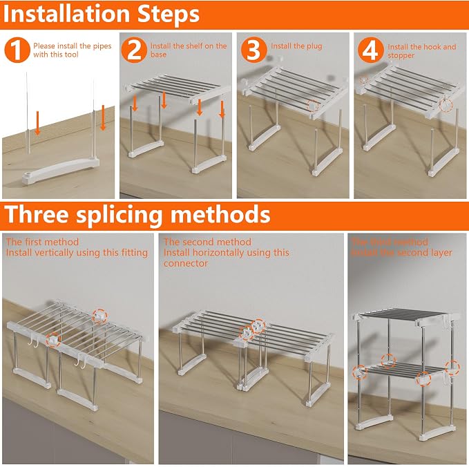 BLULEE Expandable Under Sink Organizer, No-Drill Adjustable Shelf - Image 9