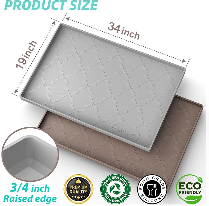 SIKADEER Waterproof Under Sink Mat 34" x 19" Cabinet Protector Silicone Mat - Image 3