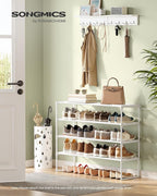 SONGMICS Shoe Rack, 4-Tier Shoe Organizer, Metal Storage Shelf | for Entryway, Upright or Upside Down, for 20-25 Pairs, Stackable, 11.8 x 36.2 x 29.1 Inches, Pearl White ULSA014WK01 - Image 2