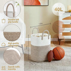 Artfeel Laundry Basket,Woven Cotton Rope Laundry Hamper,40L Versatile Storage for Dirty Clothes,Baby Toys,and Blankets in Bathroom, Nursery,and Living Room - Image 2