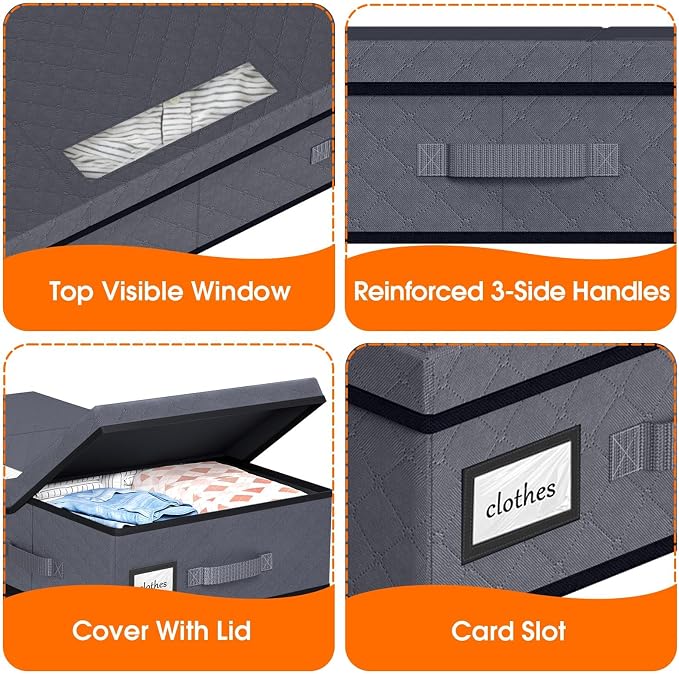 StoreHappily Under Bed Storage Containers with Lids, 2 Pack Foldable Grey - Image 5