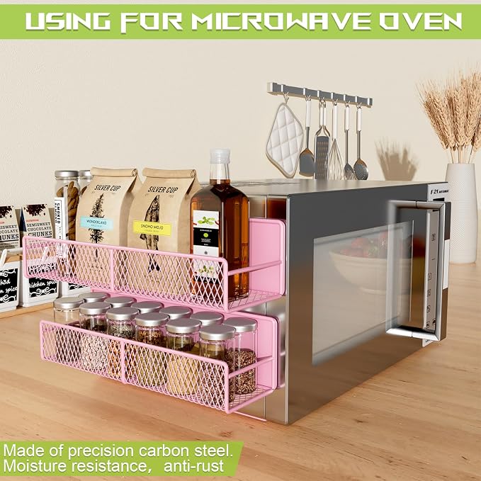 4 Pack Magnetic Shelves for Washing Machine, Heavy-Duty Magnetic Laundry Organizer with Hooks, Washing Machine Shelf for Refrigerator, Metal Storage Baskets, Closet & Laundry Room Organization (Pink) - Image 3