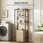 HOOBRO Over The Toilet Storage, 3-Tier Bathroom Organizer Shelf Over Toilet, Freestanding Bathroom Storage Shelves, Space Saver, Easy to Assemble for Room, Greige and Black BG41TS01 - Image 5