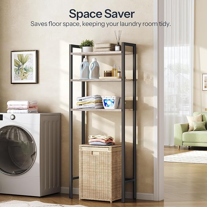HOOBRO Over The Toilet Storage, 3-Tier Bathroom Organizer Shelf Over Toilet, Freestanding Bathroom Storage Shelves, Space Saver, Easy to Assemble for Room, Greige and Black BG41TS01 - Image 5