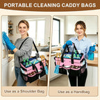 ALSLEA Large Cleaning Caddy Bag - 15" x 10.5" x 9" Heavy-Duty Organizer Tote for Housekeepers, Janitors & Home Cleaning Supplies with Adjustable Shoulder Strap & Multiple Pockets (Pink) - Image 6