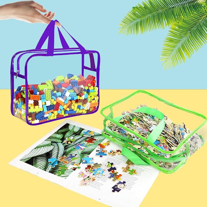 6 Colors Large Toy Storage Bags Reusable Clear Toy Organizer with Labels - Image 4