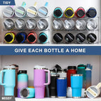 LARGER Compartment - 3 Tier Stackable Water Bottle Organizer Holder - for Stanley 40oz & Others' Large Tumbler - Clear Wine Rack, 12 Cup Bottle Holder for Cabinet Home Countertop Fridge Pantry Shelf - Image 3