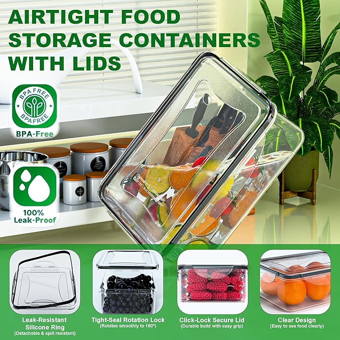 54 Pcs Food Storage Containers with Lids Airtight, (27 Containers &27 Lids) Reusable BPA-Free Plastic Food Containers for Kitchen Organization, Leak Proof Freezer/Microwave Safe Meal Prep Lunch Boxes - Image 3