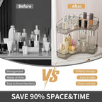 YCIA&DONE Corner Bathroom Counter Organizer, Makeup Organizer for Vanity, Skincare Cosmetic Perfume Tray, Corner Countertop Shelf Rack Storage for Bathroom Kitchen 2 Tiers (Smoky Gray) - Image 2