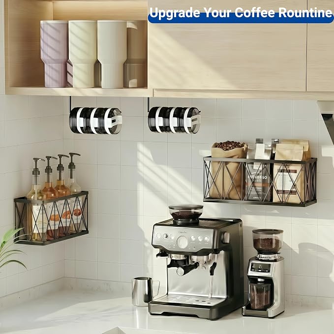 Adhesive Cabinet Door Organizer with Lid Holders & Storage Baskets - Image 2