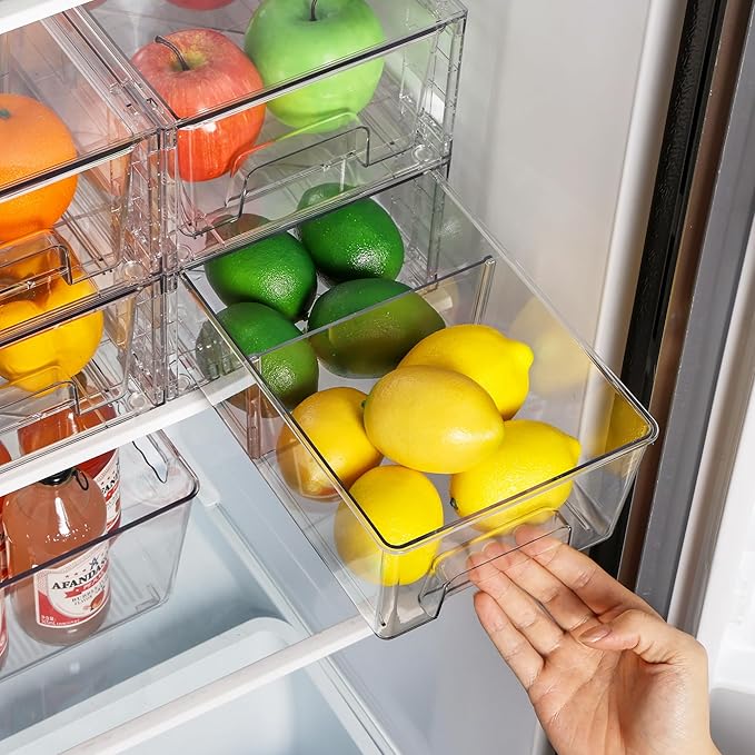 Vtopmart 4 Pack Stackable Clear Drawer with Dividers - Image 5