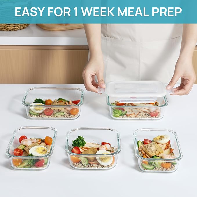 Vtopmart 8 Pack Glass Food Storage Containers with Airtight Lids - Image 7