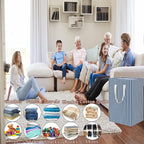 Waterproof Laundry Hamper 75L Collapsible Laundry Basket Extended Cotton Handle Laundry Bag Large Clothes Storage Toy Organization for Bathroom Bedroom Laundryroom College Dorms - Image 5
