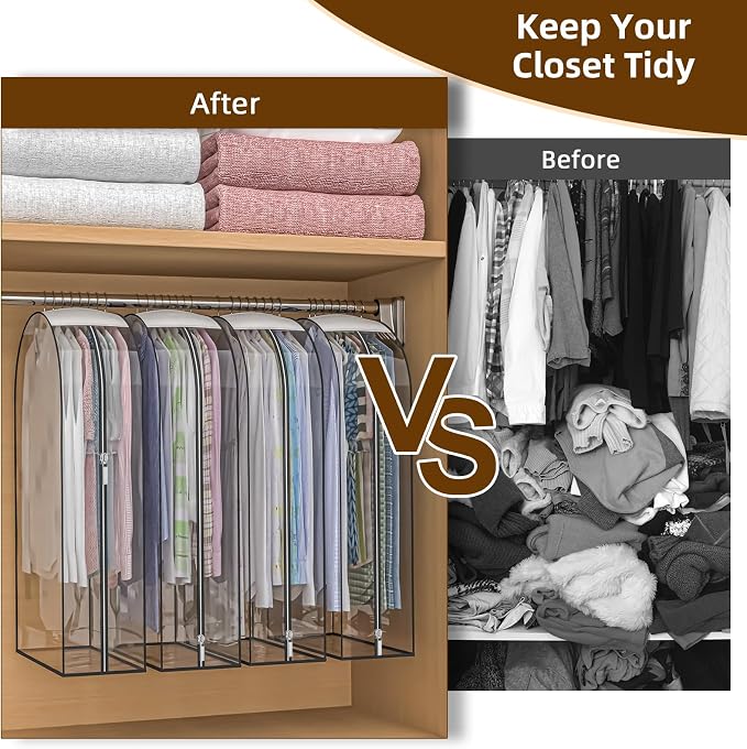 Clear Garment Bags for Hanging Clothes, 4-Pack, 60" - Image 7