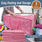 12 Pack Extra Heavy Duty Large Moving Bags with Strong Zipper, Pink | Comfortable Handles, Sturdy & Durable Clothes Storage Bags Totes Bins, Blue Packing Moving Boxes for College Supplies - Image 5