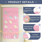 26-Pocket Hanging Closet Organizer for Socks and Underwear, Pink - Image 3