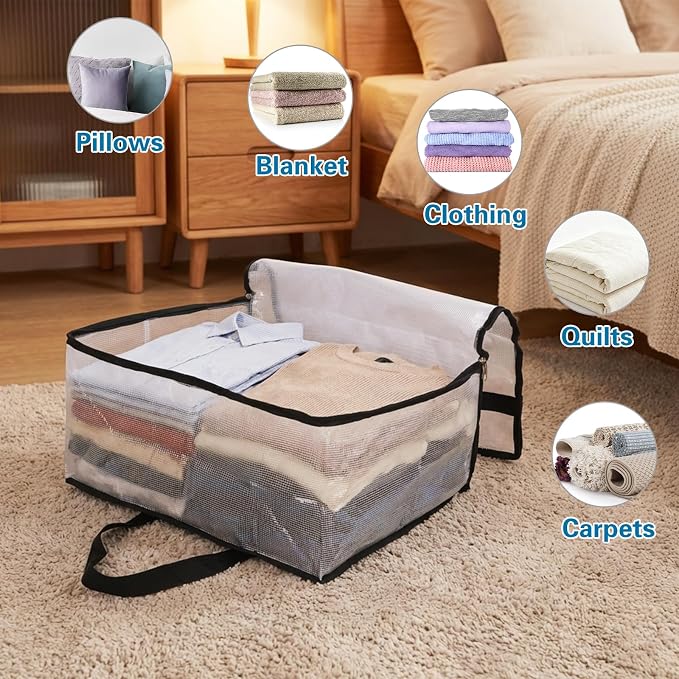 Fixwal Storage Bags 4 Pack 40L Mesh Clear for Blankets Clothes Sheets - Image 5