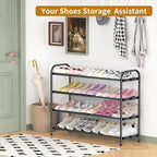 Hleelomi 4-Tier Metal Expandable Shoe Rack for Closet and Entryway, Black - Image 5