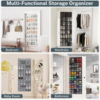 40-Pocket Over the Door Shoe Organizer - Large Mesh Pocket Hanging Shoe Organizer,Behind the Door Shoes Storage Holder Hanger,Large Capacity Design for Dorm Room College,Store 20 Pairs(Grey) - Image 7