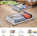 Molutsody Under Bed Storage with Wheels, 2-Pack Underbed Storage Containers with Clear Lids, Under Bed Shoe Storage Organizer Bins, Rolling Under Bed Storage for Clothes Shoes Blankets (Grey) - Image 2