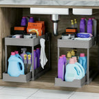 DEKAVA 2 Pack Under Sink Organizer, 2-Tier Sliding Cabinet Basket, Grey - Image 6