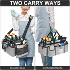 Cleaning Caddy Bag,Extra Large Cleaning Supplies Organizer with Handle for Housekeepers,Gray - Image 5