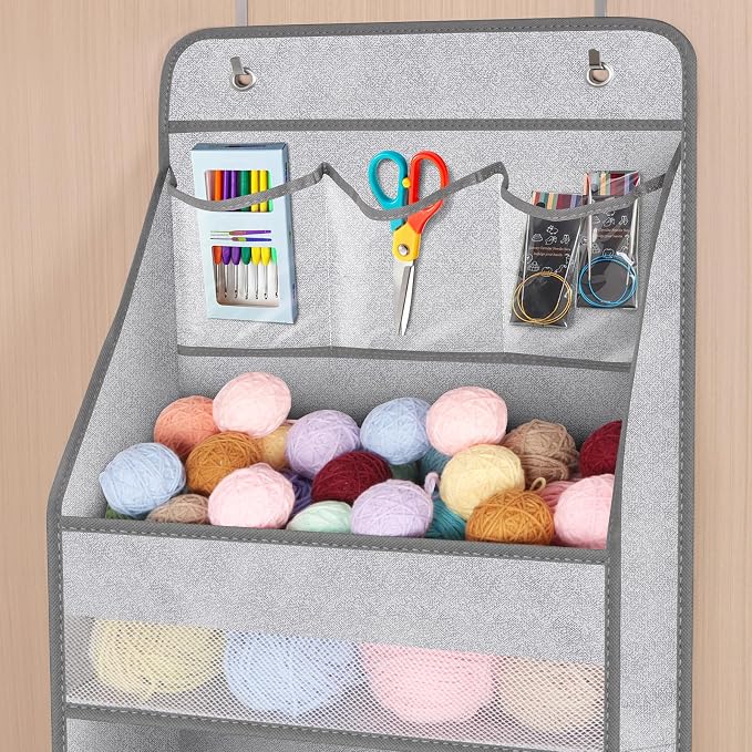 Univivi Over Door Hanging Organizer for Baby Nursery, Grey Pattern, 6-Shelf - Image 4