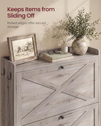 VASAGLE Narrow Shoe Storage Cabinet Organizer with 2 Flip Drawers | Freestanding Shoe Rack, Fits 14 to 16 Pairs, for Entryway, Farmhouse Style, Washed Gray, HAINS Collection UHSC203GD01S - Image 6
