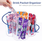 Drink Packet Organizer, 360 Degrees Rotating Acrylic Lazy Susan Organizer for Powdered Drink Mix Powder Packet, Water Flavor Packet Holder for Kitchen Pantry Storage, 5-Section - Image 4