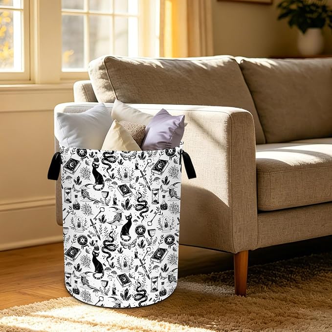 Goth Cat Laundry Basket Foldable Oxford Laundry Hamper With Handle For Room Bathroom Bedroom - Image 5