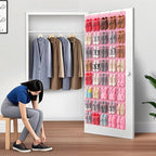 40-Pocket Over the Door Shoe Organizer - Large Mesh Pocket Hanging Shoe Organizer,Behind the Door Shoes Storage Holder Hanger (Pink) - Image 3