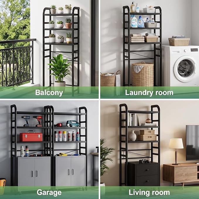 PureBox Over The Toilet Storage Rack,Heavy Duty Oval Tube Frame,21" W,Black - Image 7