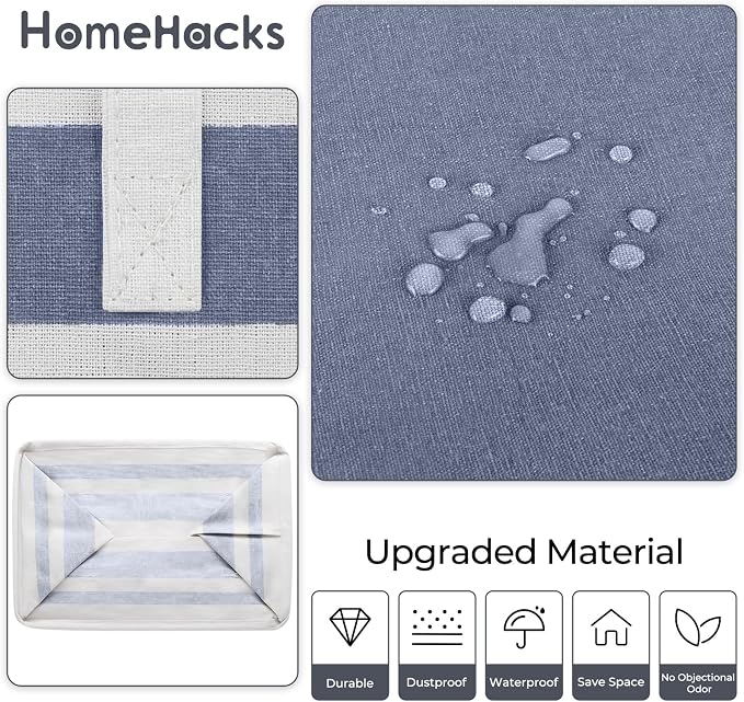 HomeHacks 2 Pack Large Laundry Baskets, Laundry Hampers Bags (Blue 88Lx2) | Waterproof, Freestanding, Collapsible Clothes Hamper with Reinforced Handles in Laundry Room, Dorm, Bathroom, Bedroom - Image 5