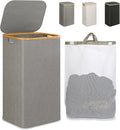 iEGrow Laundry Hamper with Lid, 110L Large Laundry Hamper with Handle and Lid, Collapsible Clothes Basket Organizer with Removable Inner Bag for Clothes Toys Towels - Grey by iEGrow